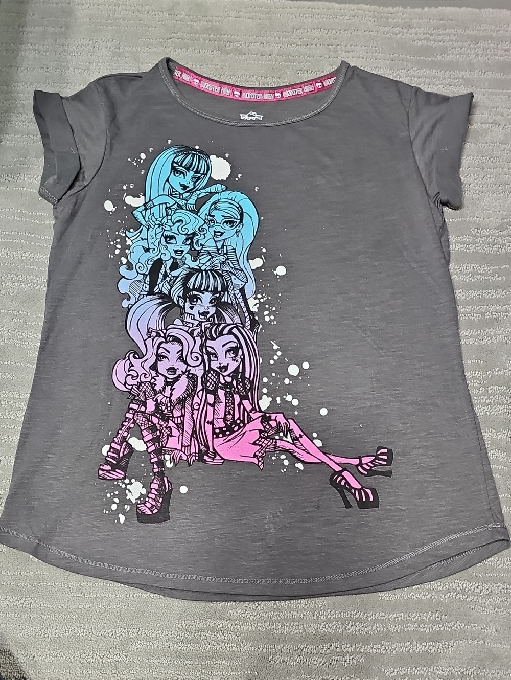Monster High by Mattel 2014 XL (14-16) Short Sleeve NEW Back 2 School Gray
